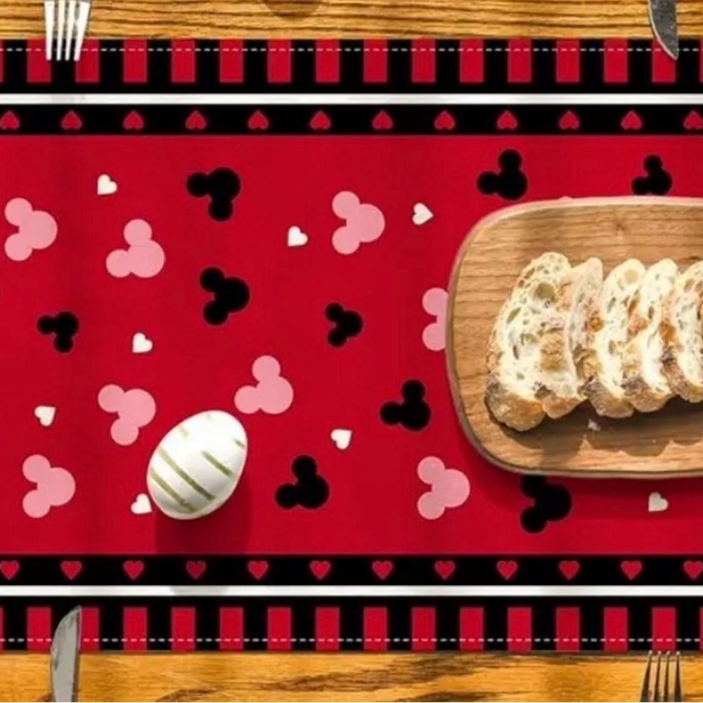 13x36 Table Runner Disney Hidden Mickey Mouse Valentines Day Fabric Mantel Scarf - Picture 3 of 5
